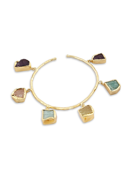 Fin Crystal Adjustable Brass Bracelet(Anti Tarnish)