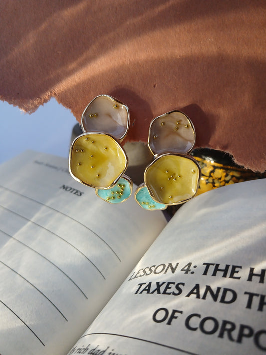 Round Lilypad Stud Earrings