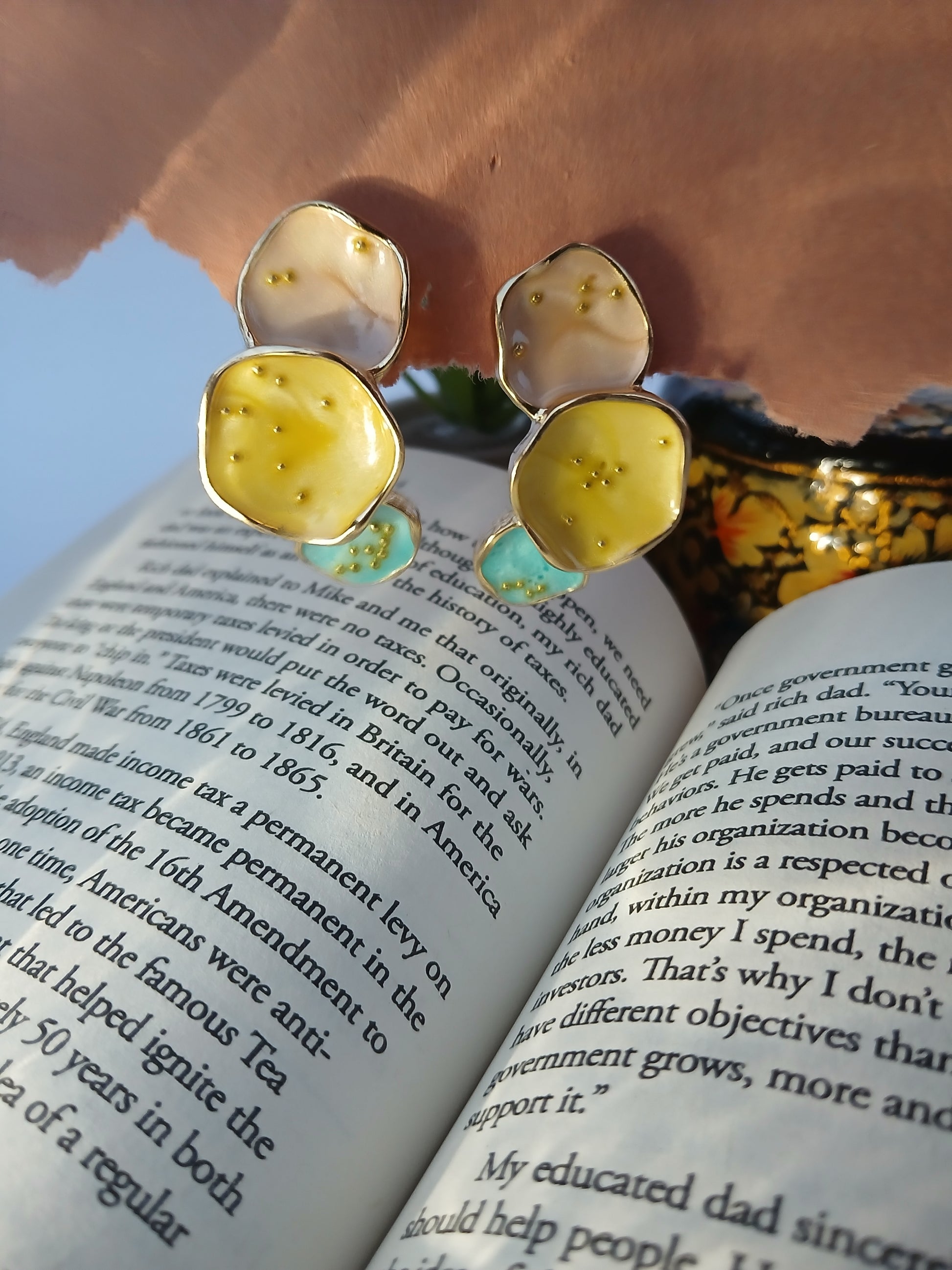 Round Lilypad Stud Earrings