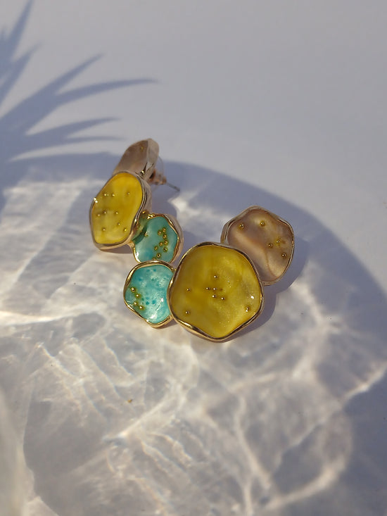 Round Lilypad Stud Earrings