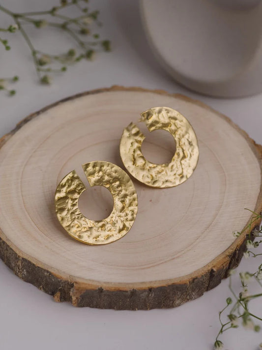 Textured Eye Brass Statement Earring (Anti Tarnish)