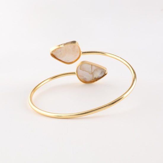 Gold-Plated Mother of Pearls Studded Cuff ( brass Bracelet)