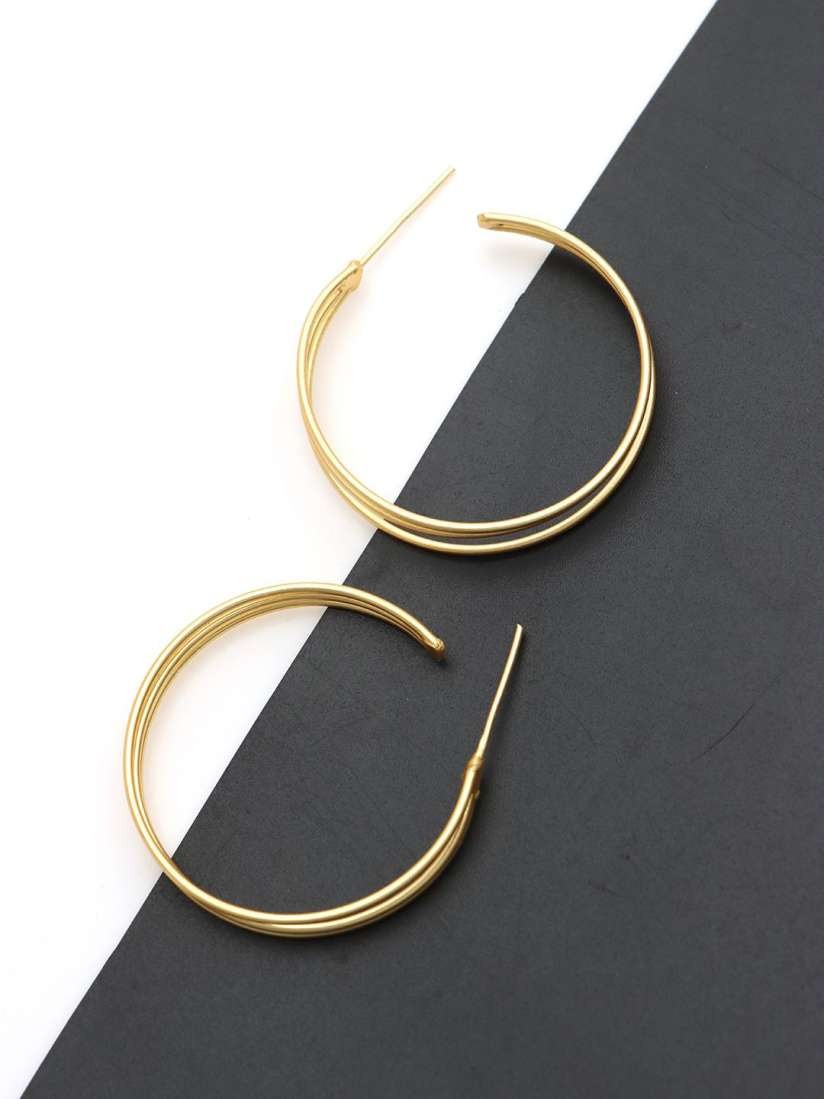 Gold-Plated Half Hoop Earrings