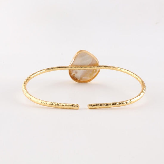 singal Gold-Plated Mother of Pearls Studded Cuff ( brass Bracelet)